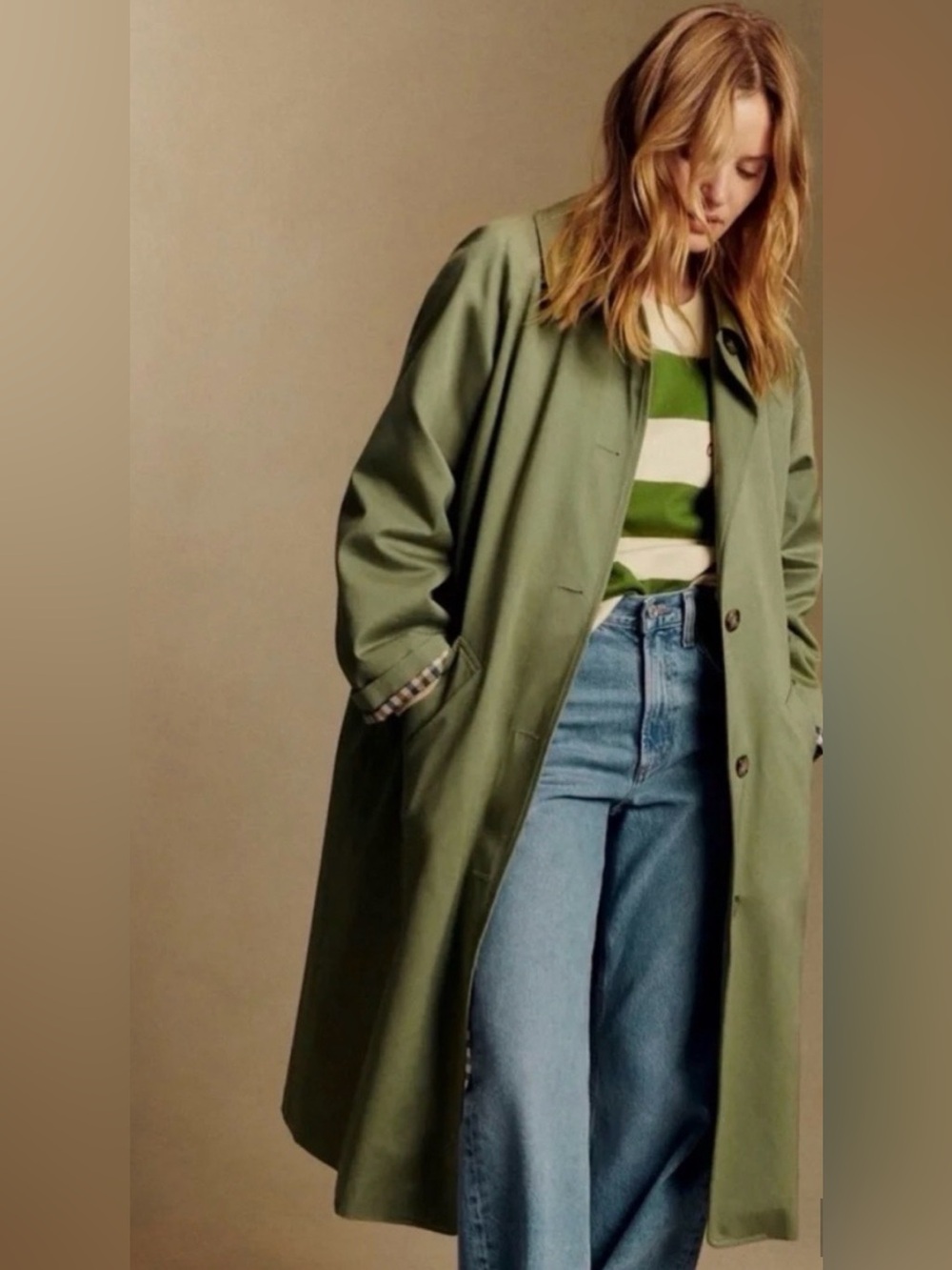 NWT Sezane Clyde Coat in Light Olive Green